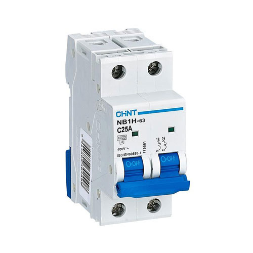 کلید مینیاتوری 25 آمپر دو پلNB1H- 2P C25Aچینت الکتریک