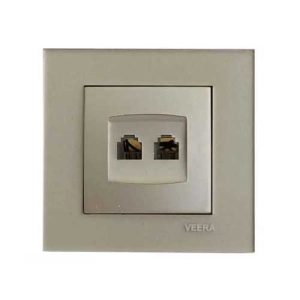 پریز تلفن دو سوکت (چهار خط) مدل کریستال بارانی کامل