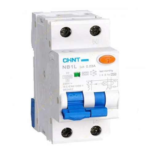 کلید محافظ جان ترکیبی 2 پل + نول 32 آمپر با حساسیت 30 میلی آمپر سری NB1L چینت الکتریک