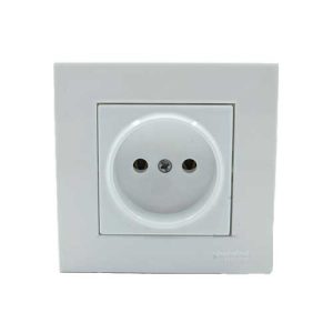 مکانیزم و قاب پریز بدون ارت پلی کربنات بدون قفل کودک مدل ورتکس بهداد الکتریک