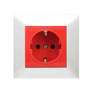 پریز UPS باقاب میانی قرمز مونتاژ کامل مدل آیسان جهان الکتریک